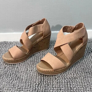 NWOT Dr. Scholl's Pale Pink Strappy Jute Corded Wedges Women‎ Size 10 Comfort